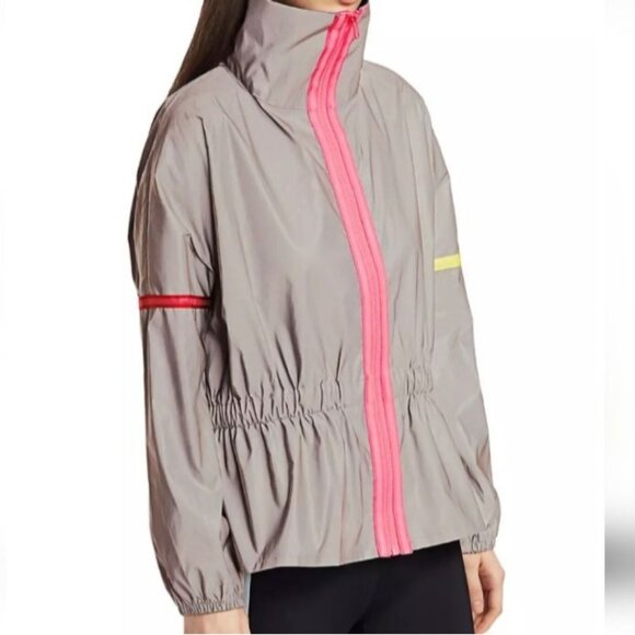New Terez Neon‎ Glow Gear Reflective Peplum Activewear Jacket in Grey Multi, S - Picture 4 of 16